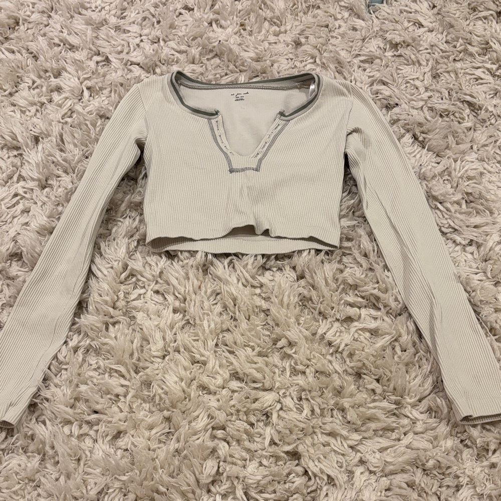 Out from Under Urban Outfitters Cream Long Sleeve Crop Top